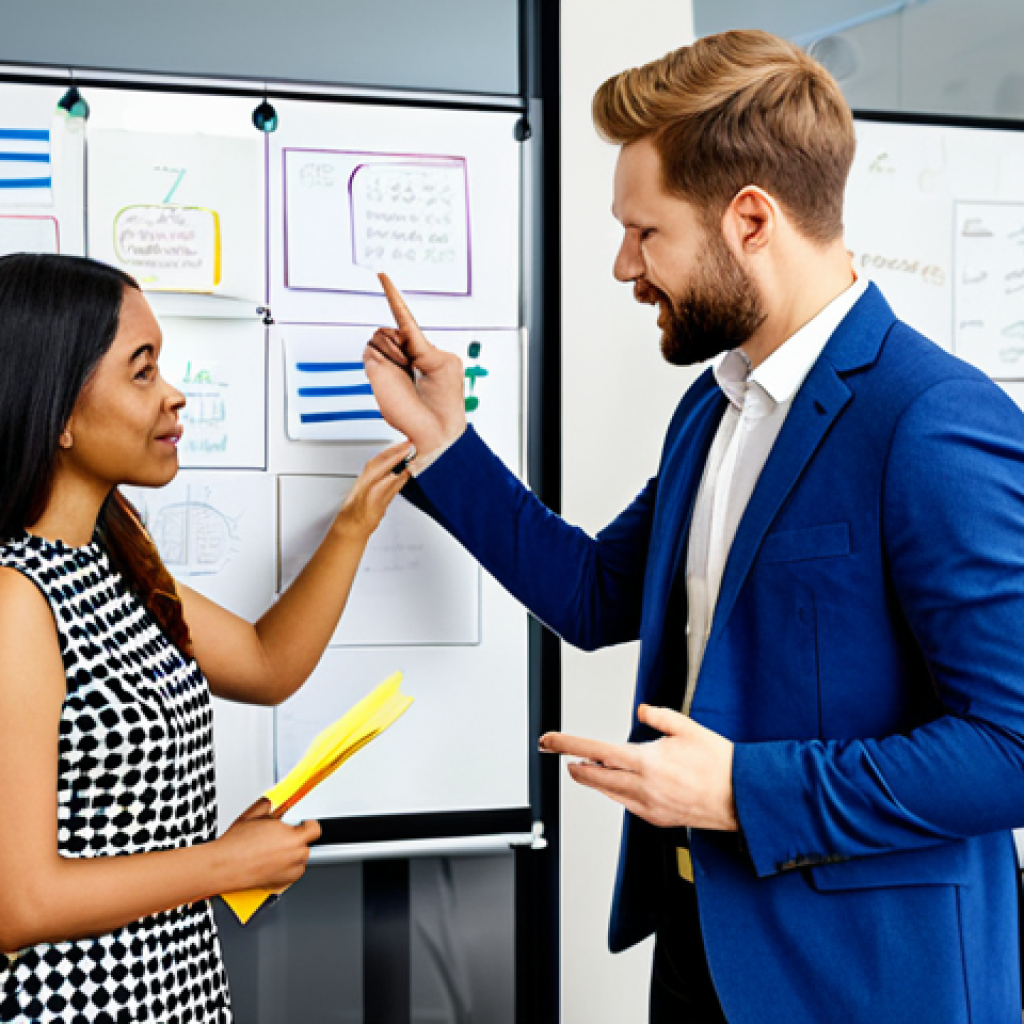 **

"A diverse team collaboratively brainstorming in a modern office, using design thinking principles. Participants are fully clothed in professional attire. Whiteboards covered in sticky notes and diagrams. Bright, collaborative atmosphere. safe for work, appropriate content, fully clothed, professional, perfect anatomy, correct proportions, natural pose, well-formed hands, proper finger count, natural body proportions, high quality."

**