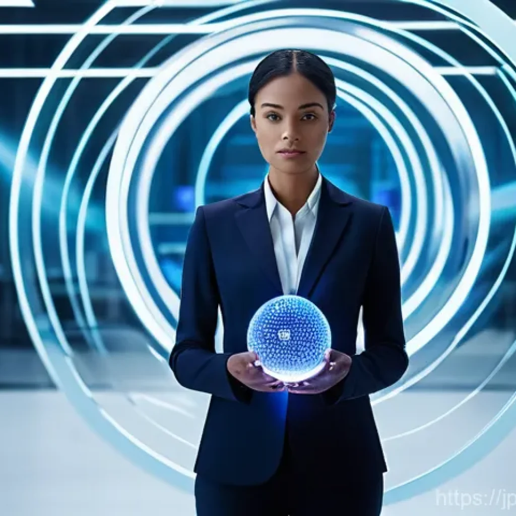 수렴적 사고의 실천적 적용을 위한 도전 - **Prompt:** A discerning professional, an adult female with sleek, modern attire, stands amidst an i...