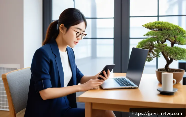 수렴적 사고 훈련을 위한 온라인 코스 소개 - A modern Japanese home office scene featuring a focused young Japanese woman using a sleek laptop an...