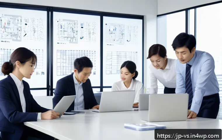 수렴적 사고의 성과를 측정하는 방법 - A modern Japanese office meeting scene focused on convergent thinking, with diverse team members aro...